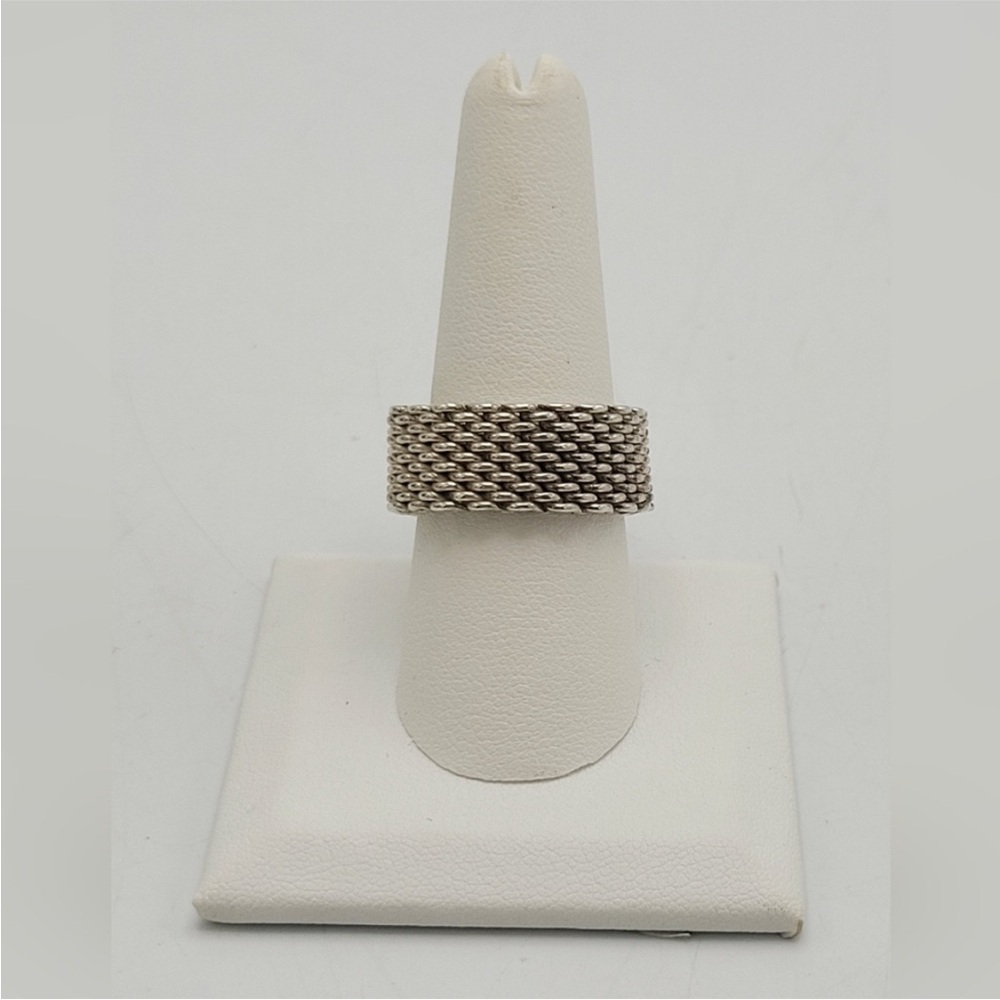 Authentic Tiffany & Co Sterling Silver Somerset Mesh Ring - Size 6.5